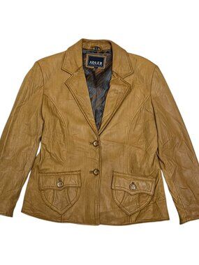 ADLER New Zealand LAMBSKIN Leather Brown Designer Jacket Womens Small